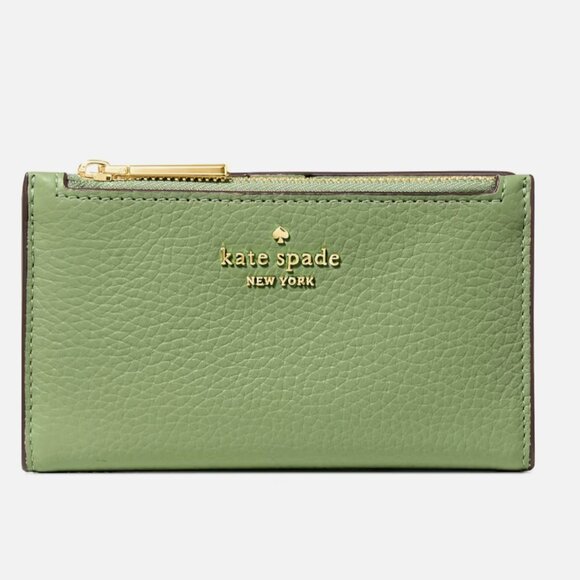 New Kate Spade Juliette Small Bifold Wallet Pebble Leather Cedar Stand - Picture 1 of 2